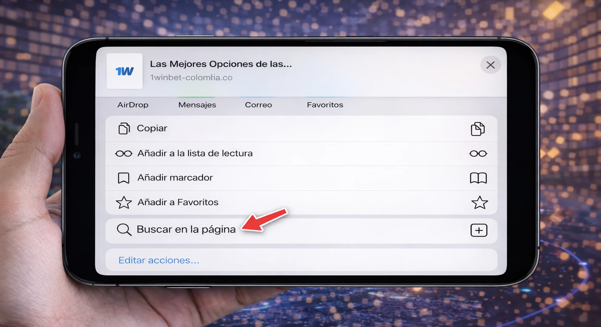 Accede al menú de opciones